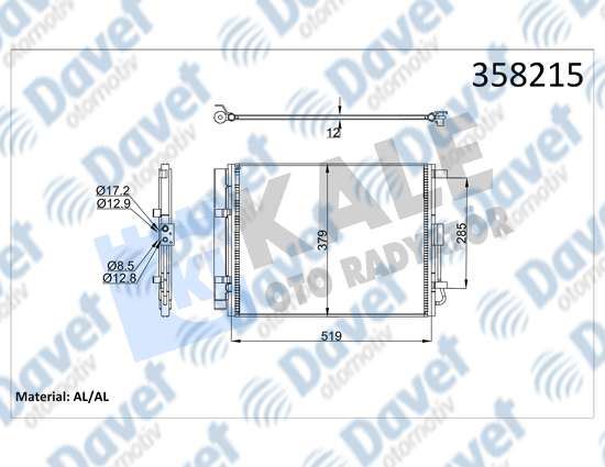 KALE 358215 Klima Radyatoru Hyundai I30 Elantra V - Kia Ceed Pro Ceed 1.4/1.6crdi 12> Kurutucu Ile (Brazing Al/Al) (503x380x12)